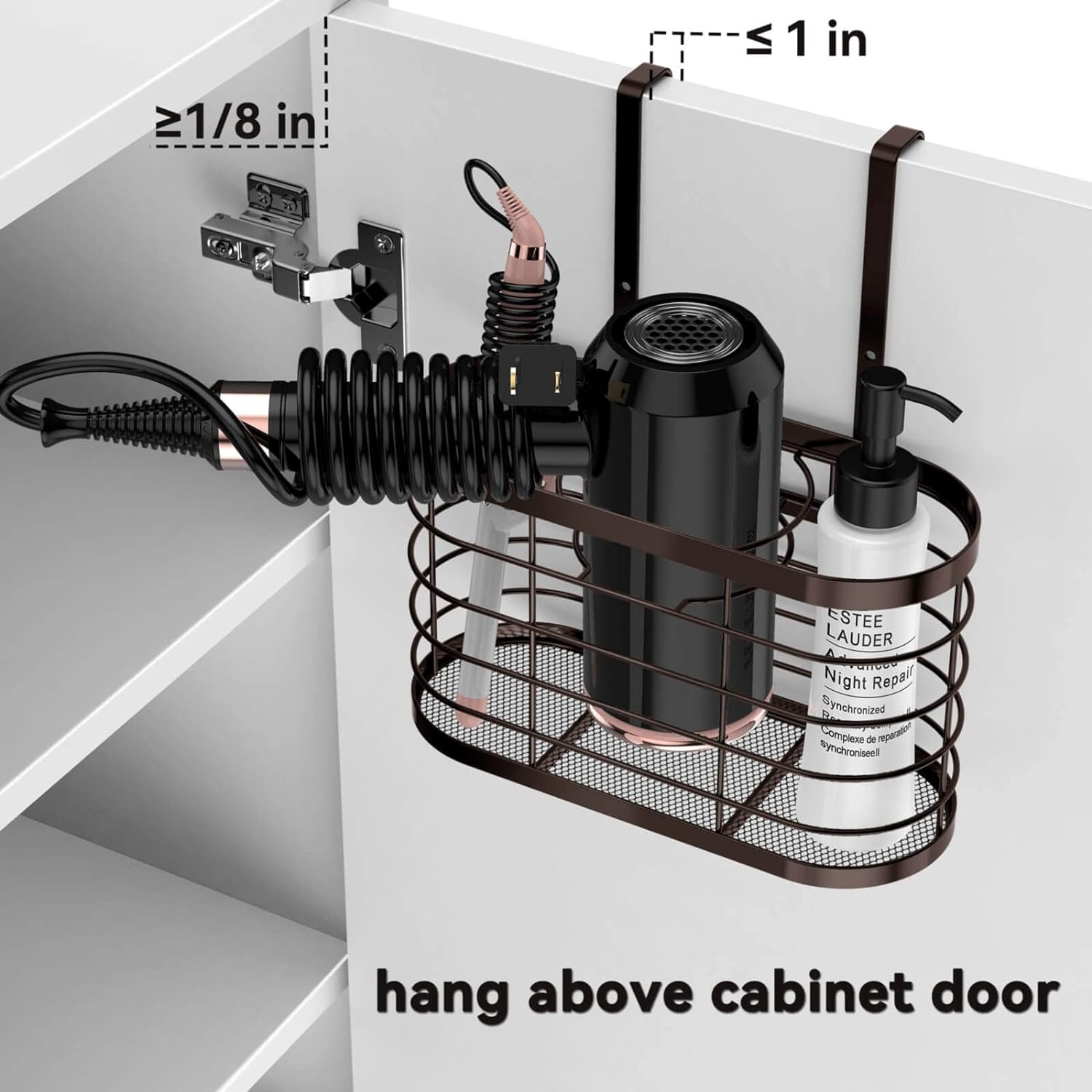 Convenient and Stylish Wall Mounted Cabinet Door for Hair Dryers Bathroom Organizer
