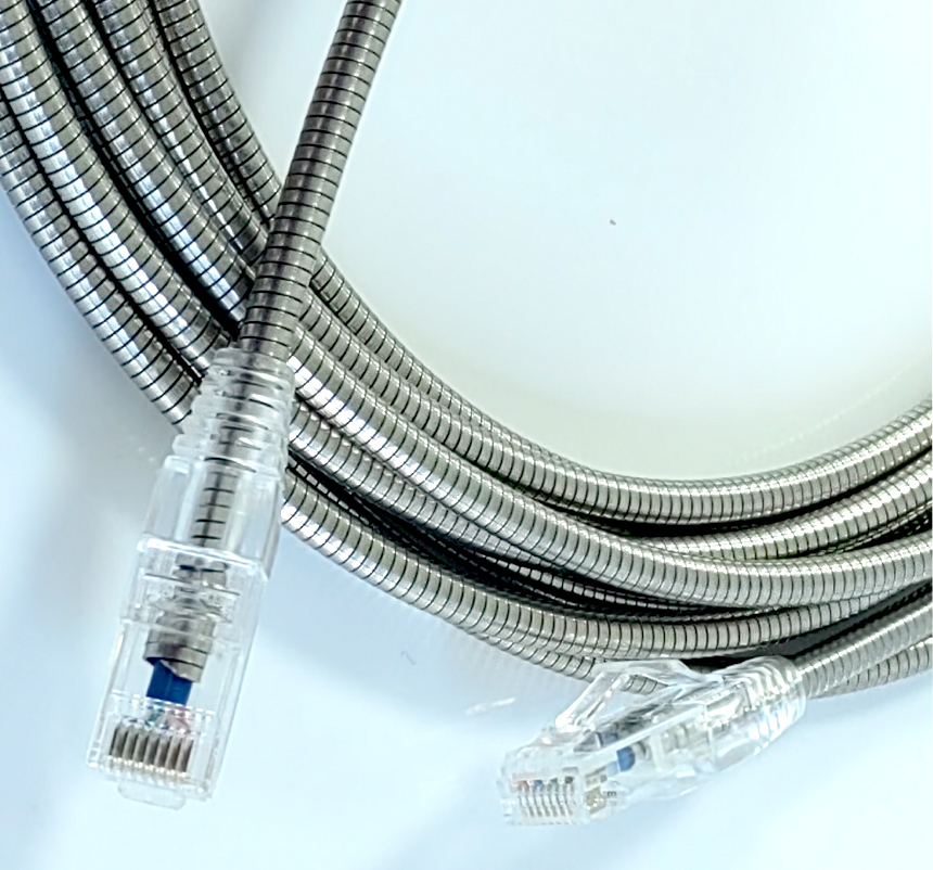 Exactcables Steel Armored Crossed Cat5e Network Cable 2m Lan Cable Slim STP LSZH Gray