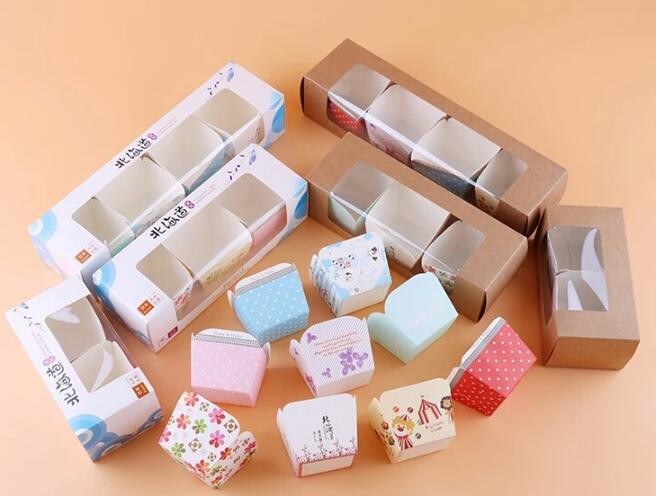 Wholesale custom Paper Cookies packing Cake Box with PVC window,Wholesale Plastic Square Birthday Wedding Packaging Clea