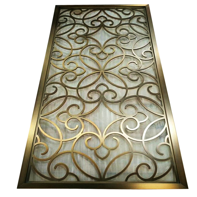 Laser cut brass wall panel metal screens room partition dividers