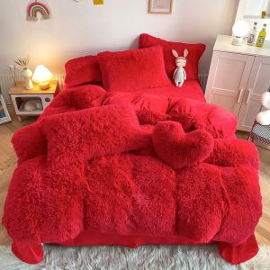  Plain Dyed Modern Solid Color Mink Velvet Four-piece Set Winter Plush Warm Bedding Set Manufactures