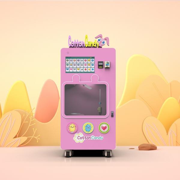 Pink Fully Automatic Smart Fairy Floss Machine 1800mm High Candy Floss Vending