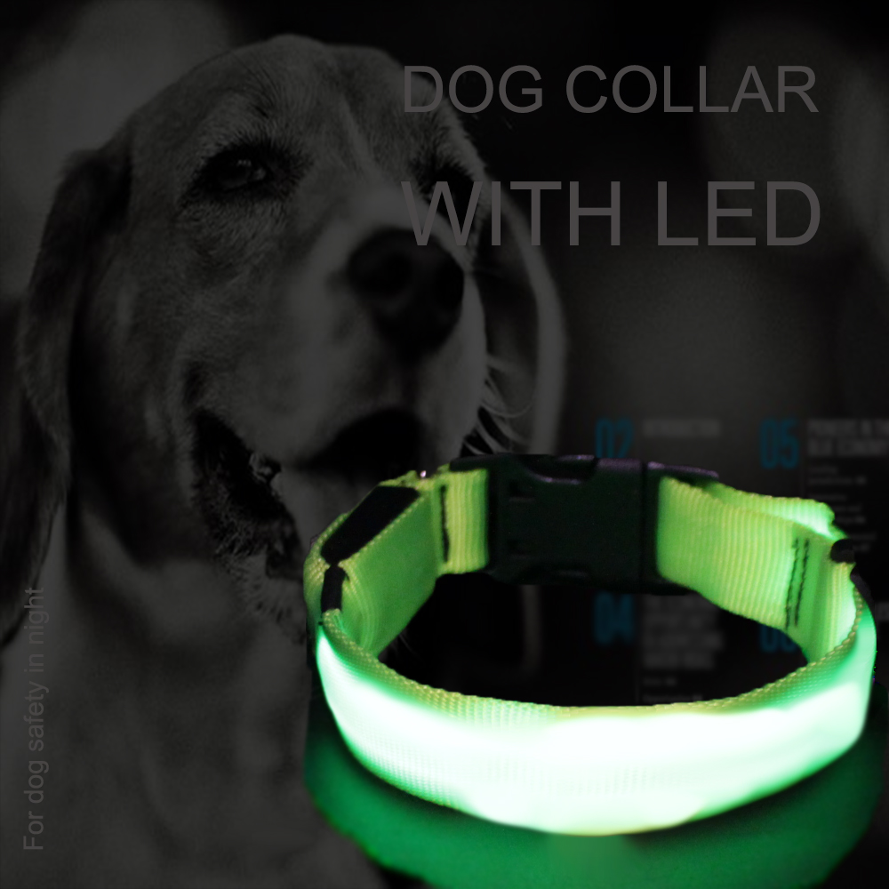 Pet LED Dog Collar Light Premium Waterproof Adjustable Luminous Training Nylon Printed