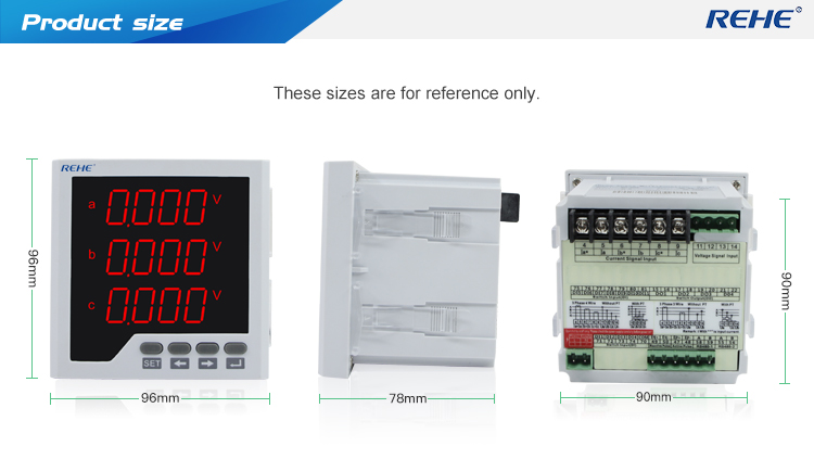 High quality 96*96mm True RMS Three Phase Digital LED Display Full-Screen Multi-function Meter