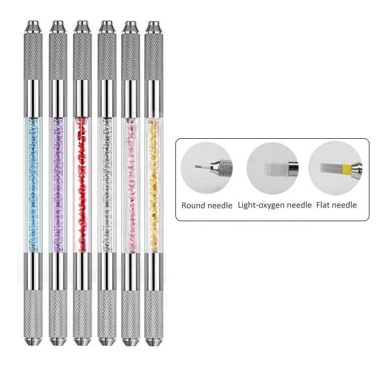 Crystal Microblading Tattoo Pen Double Headed Microblading Permanent Eyebrow Makeup