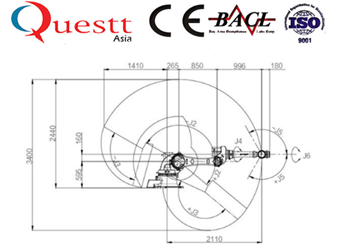 50kg Wrist Payload Industrial Robotic Arm 3400mm , 6 Axis Industrial Welding Robots