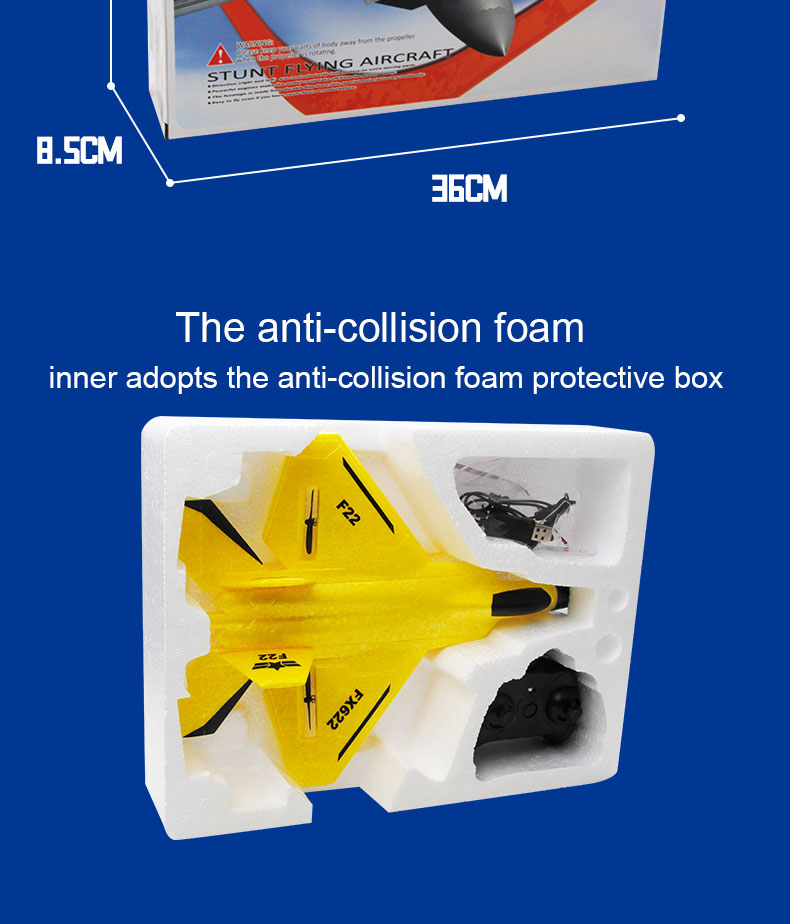 Experience the Excitement of Fx622 F22 Raptor Fighter Jet 2.4G 2CH EPP RC Airplane with LED Lights Age Range 5-7 Years