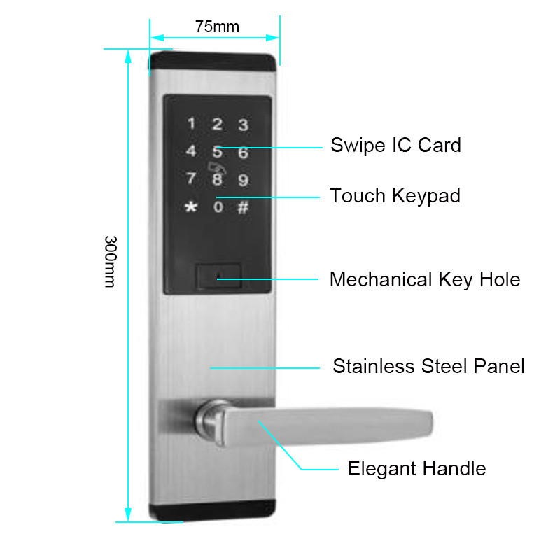 Office 300mm Intelligent Door Lock FCC Metal App Code Lock