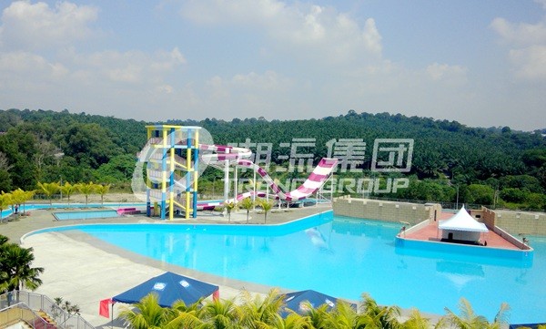 Outdoor Custom Pool Water Slides Amusement Park Boomerang Aqua Slide For 2 People for Themed Water Park