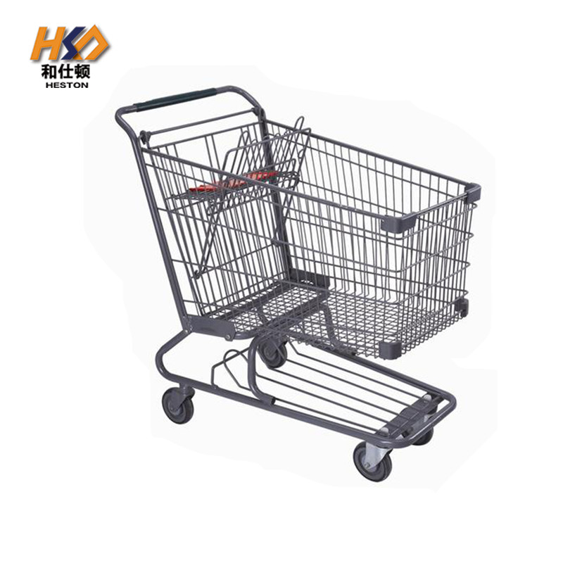 Q235 Steel Shopping Trolley Cart 4in 4 Wheel Push Shopping Trolley