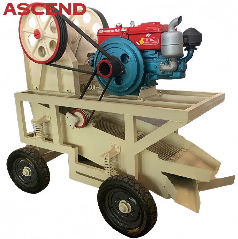 Mini scale PE150x250 PE250x300 mobile jaw crusher with trailer and wheels for quartz basalt stone crushing