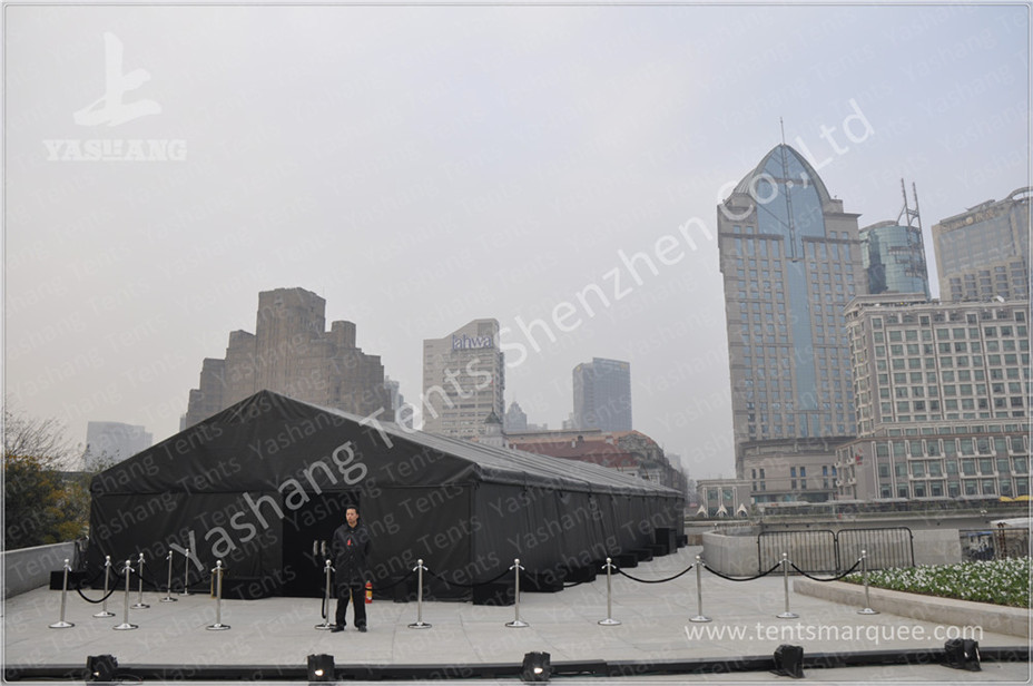 Durable 300 People Black Fabric Tent Structures , PVC Party Tent Marquee