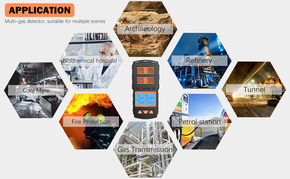 Electronic Portable Toxic Personal Multi Gas Detector 4 Gas Monitor For Industrial Safety