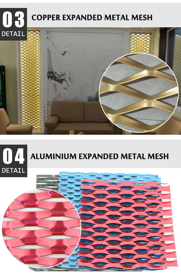 Stainless Steel Metal Expanded Mesh Office Building Facade Decoration Fence Sheet