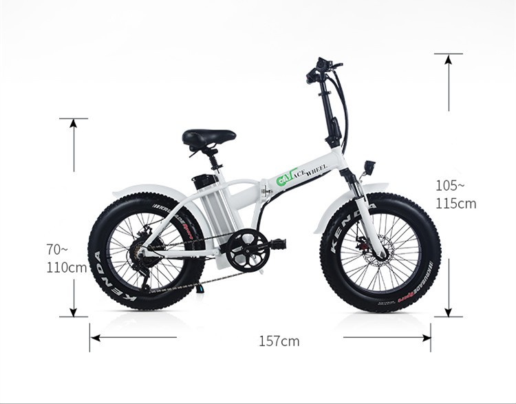 48V 20" Fat tire Ebike with Foldable Design and One Seat Capacity Range per Power 31-60 km