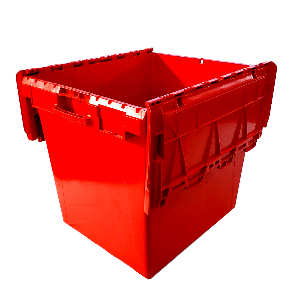 Attached Lid Stackable Plastic Milk Crates Vegetable Storage Industrial Handling