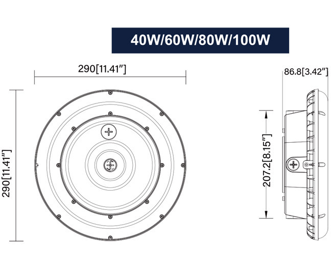 Durable LED Garage Canopy Lights 80W 60W 40W LED Parking Garage Fixtures