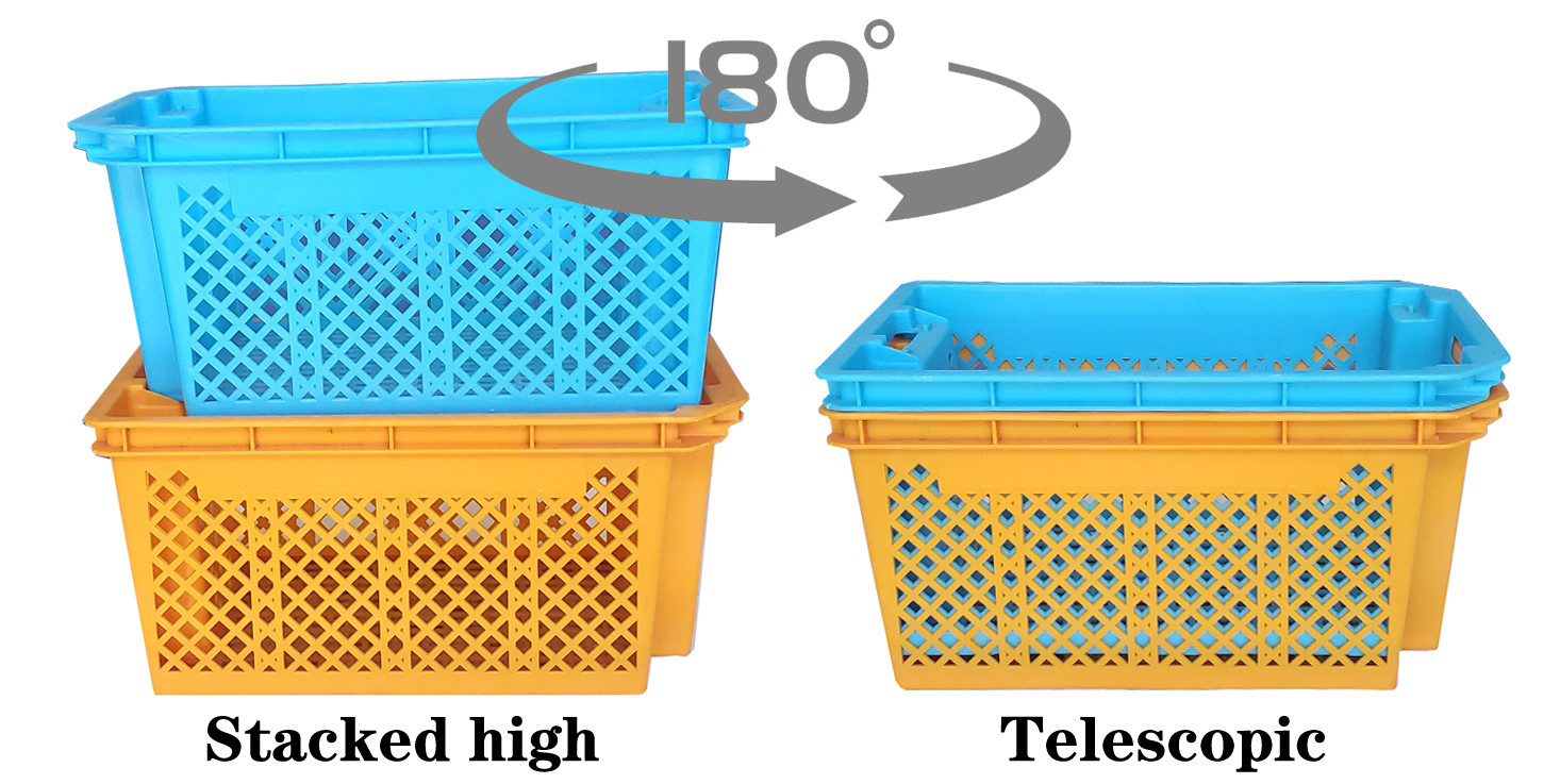 Mesh Nestable Crate Turnover Plastic Mushroom Crate Stackable Moving Bins