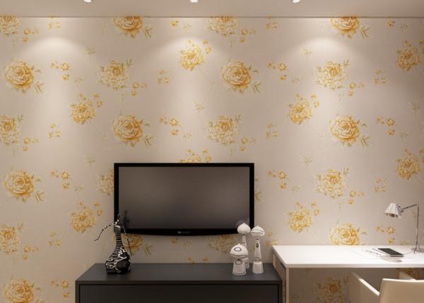 Beautiful Light Pink Rustic Floral Wallpaper Waterproof for Hotel , House