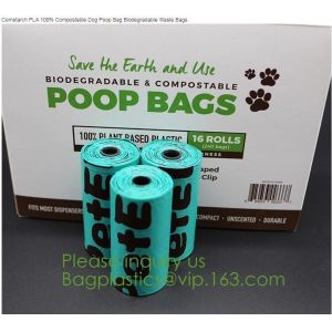 factory supplier Compostable Recyclable Clear Poly Bags Custom Logo Seal Garbage Bag,dog poop bag, doggy bag, pet suppli