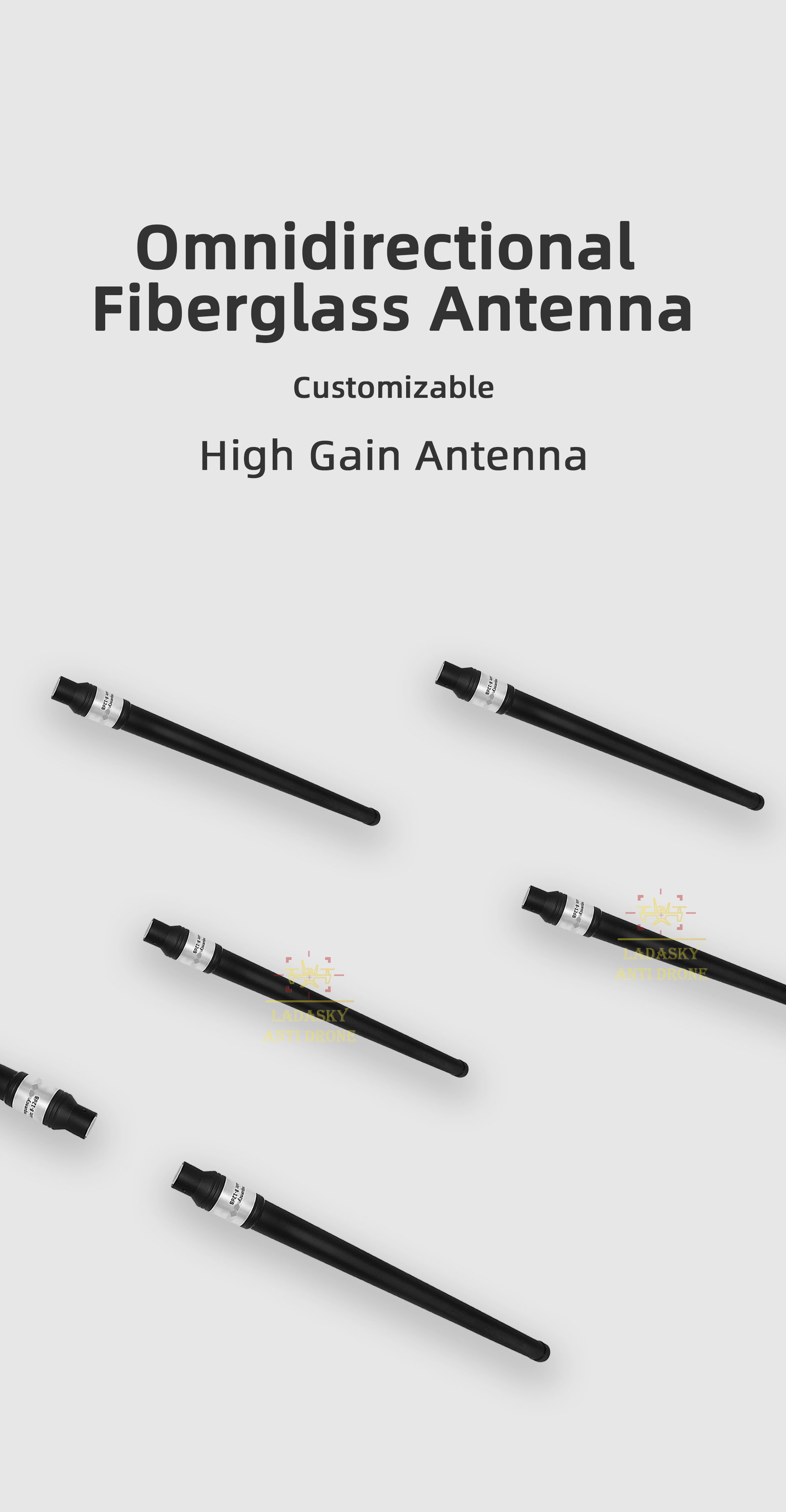 Outdoor Waterproof Fiberglass Anti Drone Antenna N/F Input Connector 35mm Diameter