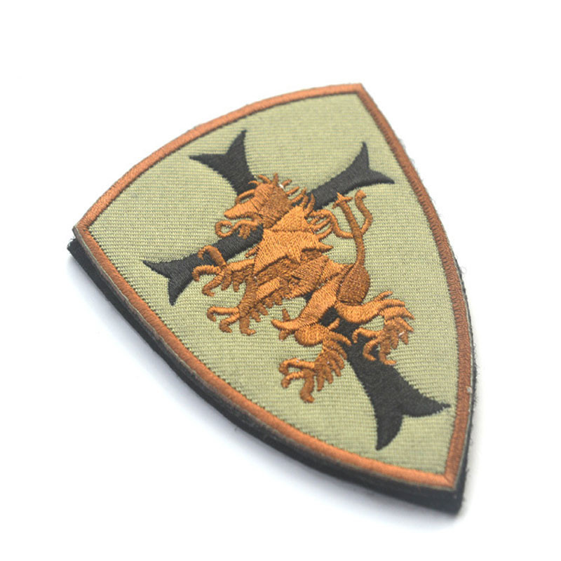 Shoulder Custom Embroidered Badges , Military Hook And Loop Patches Fabric Cloth