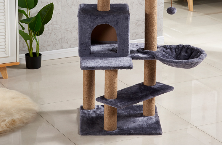 Custom Wooden Cat Climbing Tree with Modern Luxury Design and Scratching Post Tower
