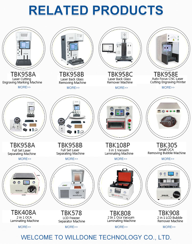 TBK 958B Laser Back Glass Removing Machine for Iphone with Laser Cutting Engraving Marking Printer and Frame Separator