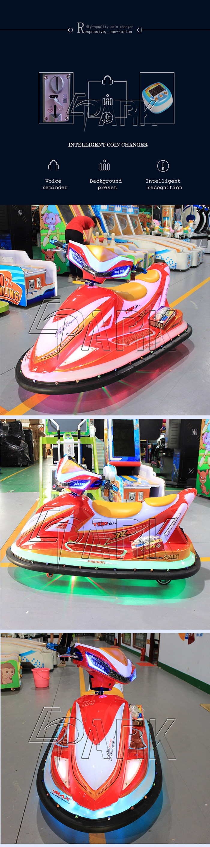 Amusement Park Battery Bumper Car / Coin - Operated Electric Motorbike