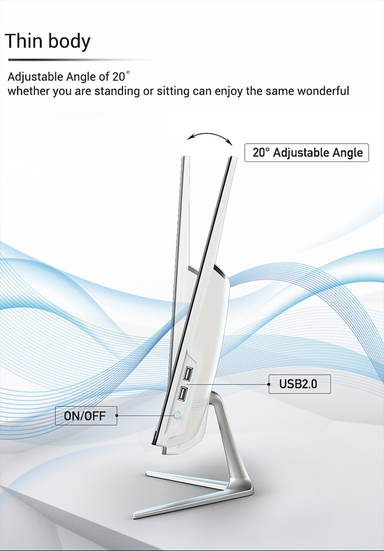 High Frequency 2.0-3.6GHz Core I3 I5 I7 CPU 19-23.6 inch LED Desktop Computer for Office