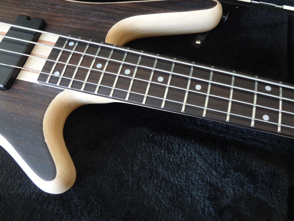 4 string bass guitar walnut wood top with Ash body Original bridges Neck through body MOP dot inlay on rosewood fretboar
