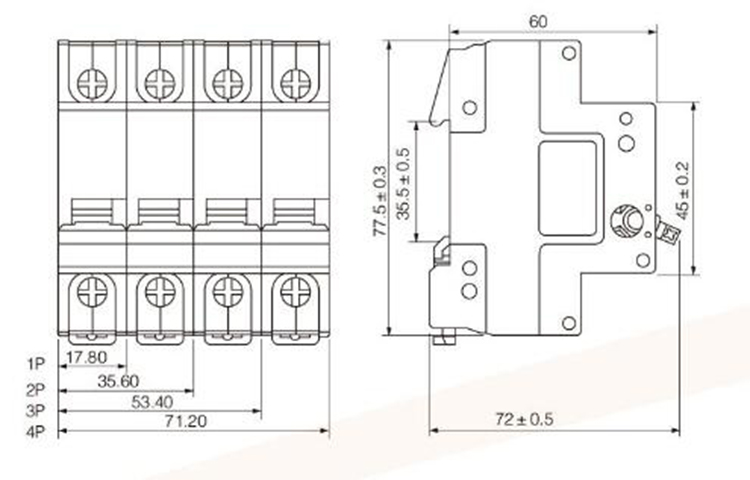 25A MCB AC SCB8T-80H Mini Circuit Breakers