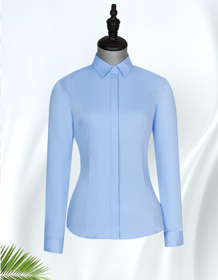 Slim Fit Bamboo Fiber Formal Shirt For Women Women's Blouses Shirts With Stand Collar