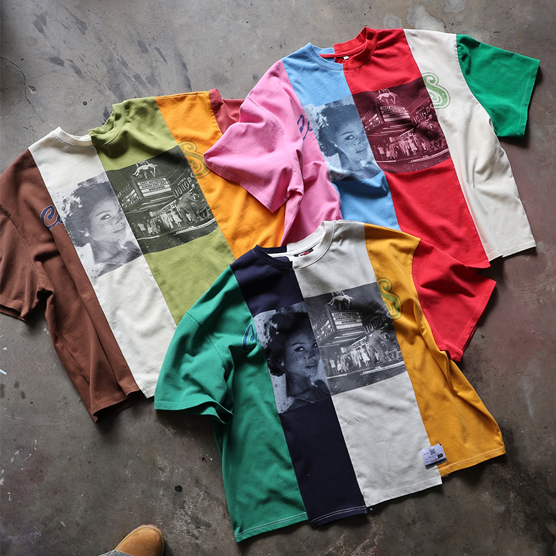 Clothing Manufacturers Custom Color Block Streetwear Patchwork Oversized Sewing Cropped T Shirt Men Boxy T Shirts Cotton T Shirt
