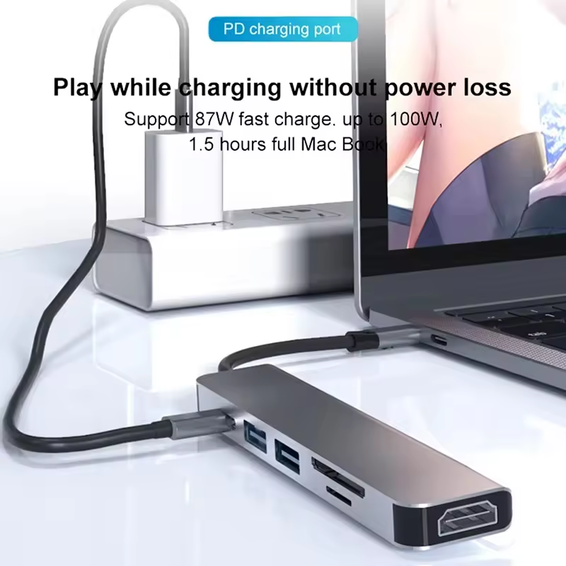 USB 3.1 Docking Station Hub with 4K HDMI USB3.0 TF SD Card Reader and 87W PD Charging