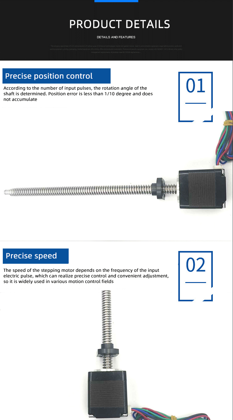 Faradyi Stepper Motor Nema11 1.8 Degree Two Phase Frame Size 28mm High Torque Stepper Motor With Long Worm Screw