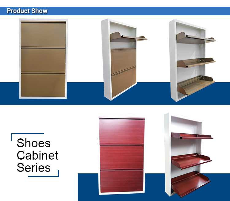 Assemble 0.2 Cbm Metal Steel Home Storage 3 Layer Shoe Cabinet