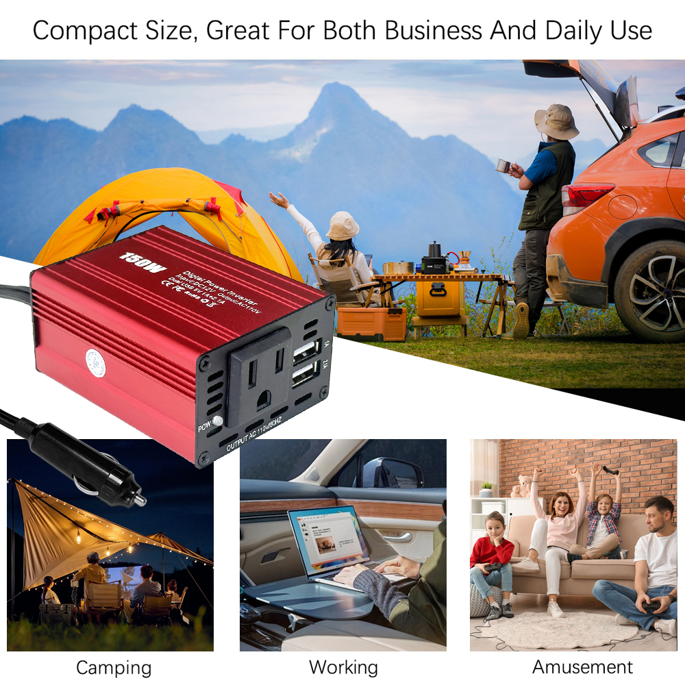 Szssth 150W DC 12v to AC 110v 220v Mini Car Power Inverter USB Converter Adapter Modified Sine Wave Inverter Charger with NFC Network