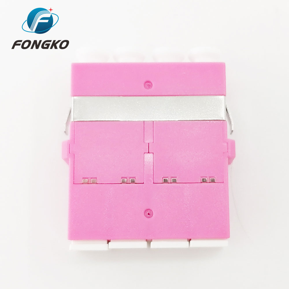 LC OM4 Pink Quad Fiber Optic Adapter With Auto Shutter 850nm