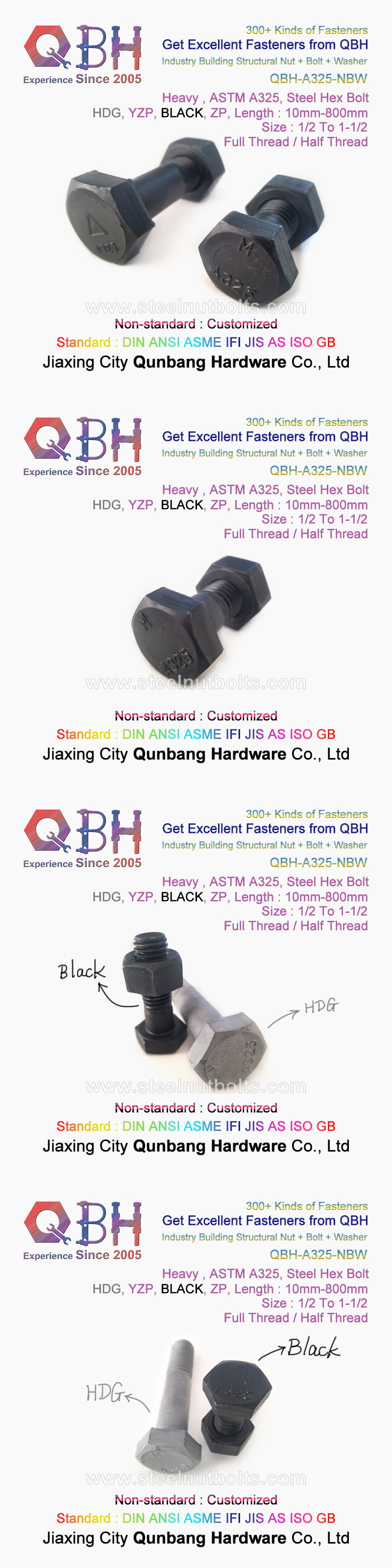 ASTM A325 A325m HDG Carbon Stainless Steel Full Half Thread 2h Nut F436m Washer Building Material Anchor Structural Bolt
