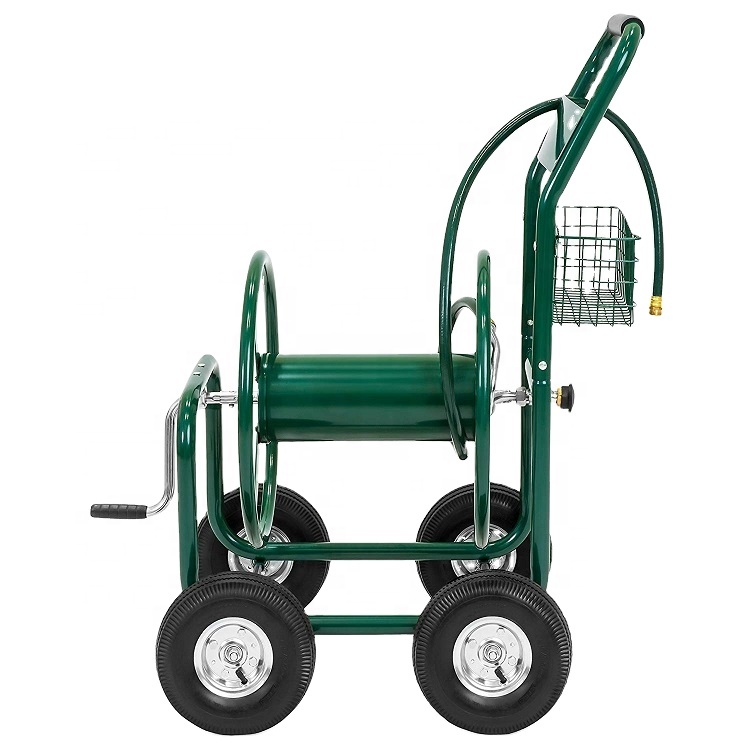 100KGS Capacity Iron Garden Water Hose Reel Cart Convenient For Outdoor