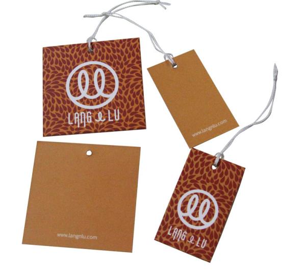 Lanlu 800gsm Artpaper Matt Coat Clothing Hangtags White Strings For lady fashion