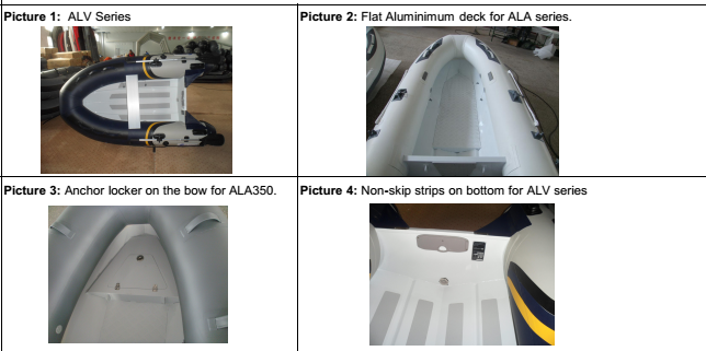 3 Chamber Aluminum Rib Boat 330cm Small Sailing Boats With Foldable Canopy
