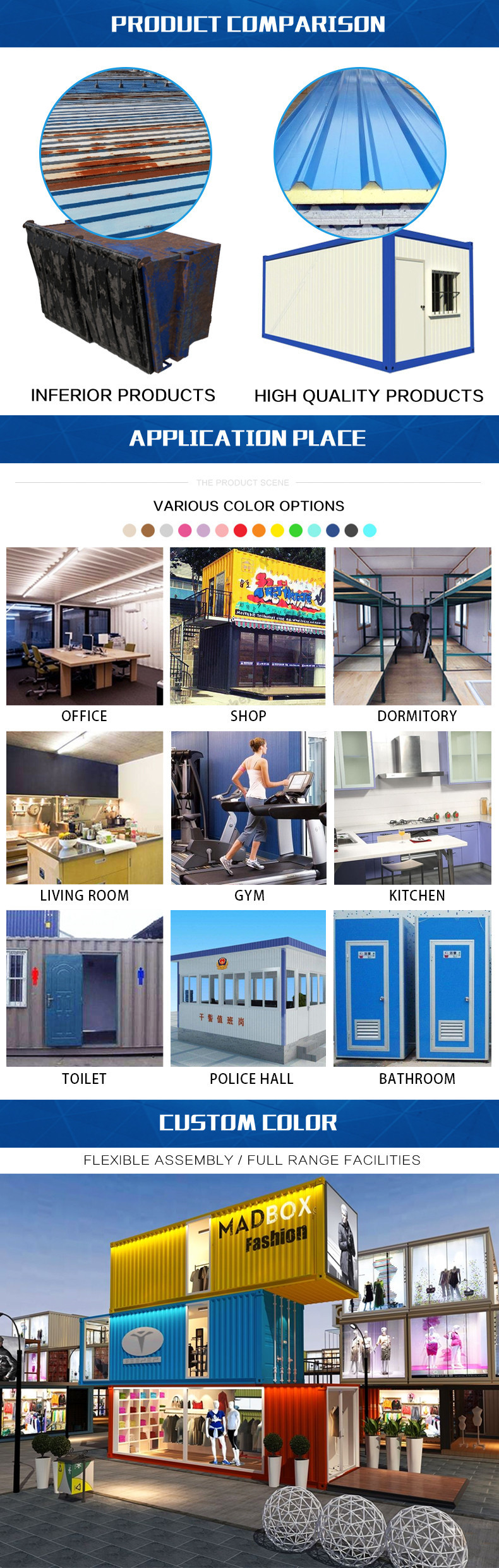 20 Flat Pack Containers Modular Buildings Color Painted With Window Roof