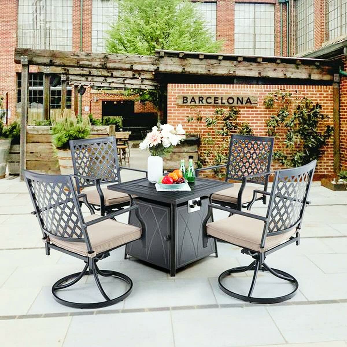 50000 BTU Classical Square Fire Pit Dining Table Outdoor Warming