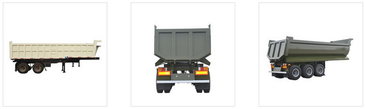 Tri Axle Tipper Semi Trailer 30-40 Ton U Shape For Transport Stones / Rocks
