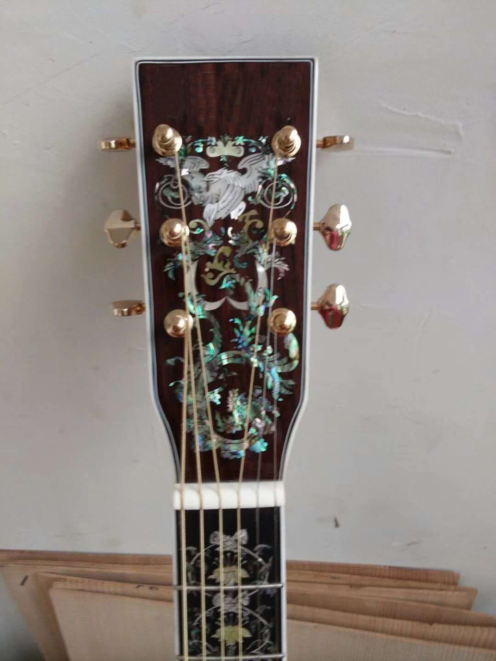Handcraft deluxe abalone inlay binding solid spruce top cocobolo back sides D45l acoustic guitar