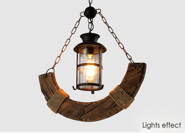 Industrial Wood Chandelier Creative Living Room Bar Dining Room Handing Lamp(WH-VP-217)