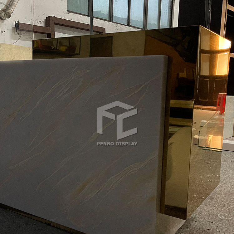 MDF Veneered Clothing Shop Display Furniture Apparel Shop Cash Counter