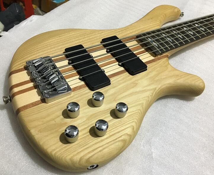 professional active electric bass guitar neck through body bass guitar with mahogany body 24 tone positon